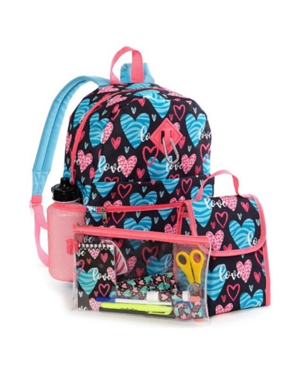 Lightning Bug Hearts Stationary 20 In 1 Backpack